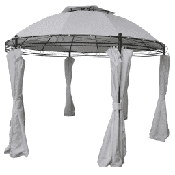 Prgola de polister blanca con cortinas 350 x 282 x 300 cm