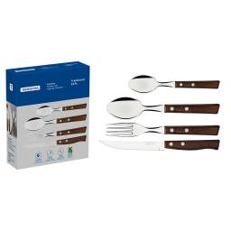Cubiertos 24Pz. Tradicional TRAMONTINA Cabo madera