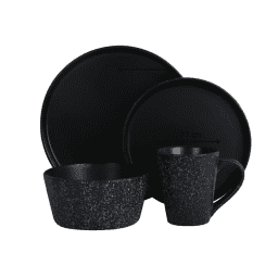 Juego de vajilla Mrmol 16 piezas negro