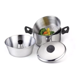 Set de Olla 3,5 Lts + Vaporera + Flanera + Tapa En Aluminio