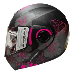 Casco Rebatible ICH 3110 Negro mate Rosado