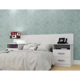 Respaldo 2 pl. sommier + 2 Mesas de luz 2 cajones DIS.