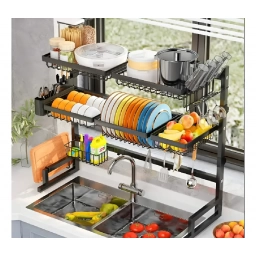 Escurridor de Platos 85cm Doble Acero Deco. Negro 