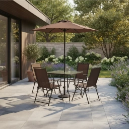 Juego jardin MENORCA Mesa + 4 sillas pleg. Somb.