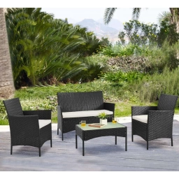 Juego Jardin Sillones 2+1+1 + Mesa Simil Ratan