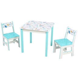 Mesa + 2 sillas Cohetes INFANTIL de MDF multicolor