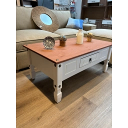 Mesa centro MADERA MEX. COMBINADA 1 Cajon tapa miel brillosa