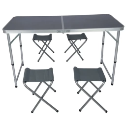 Mesa + 4 banquetas pleg. Camping