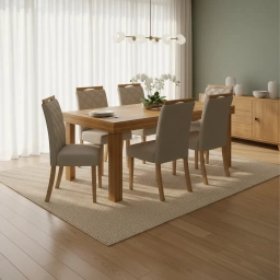 Juego de Comedor CHAN Mesa + 6 sillas Tapiz.