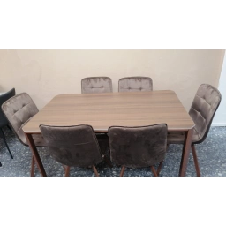 Juego Comedor Mesa marmol + 6 sillas capitoneadas de luxe