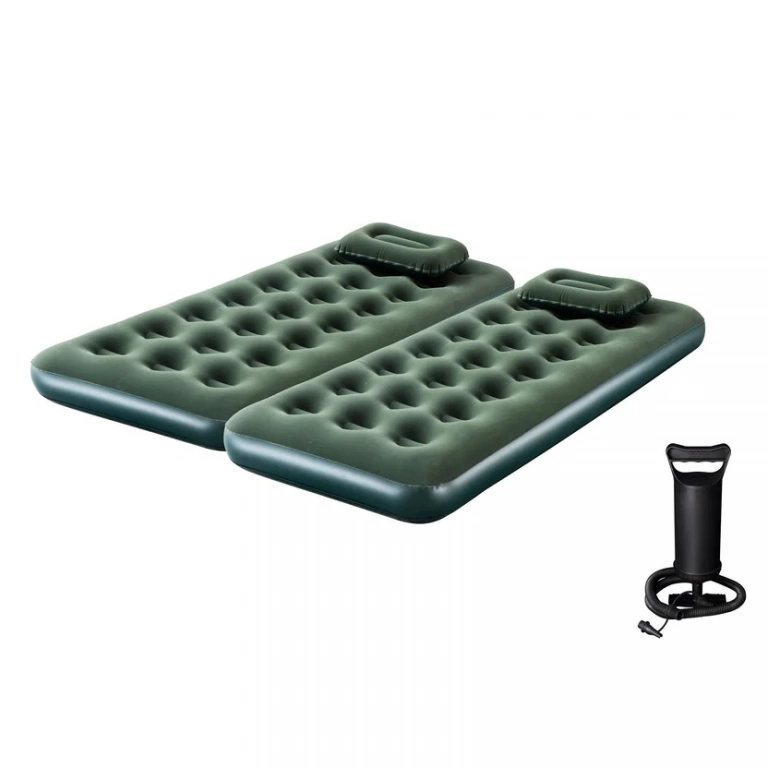 Colchon INFLABLE 2 DE 1 PLAZA + INFLADOR + 2 ALMOHADAS