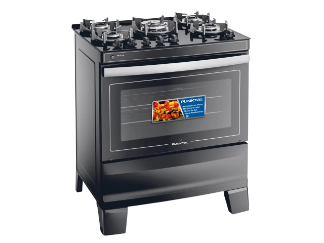 Descripción: 5 Hornallas a gas Capacidad de 86,5 Lts Parrillas de hierro fundido Horno a gas Termocupla de seguridad en el horno Puerta horno doble vidrio Luz en el horno Encendido electrónico Mesada de vidrio templado Color Negro Medidas: Peso Neto 33,3