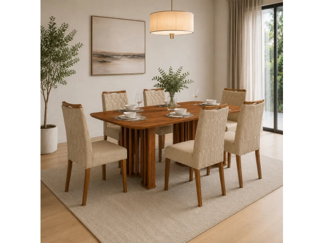 COMEDOR LUMA 6 SILLAS(28965.8231) FREIJO/FREIJO