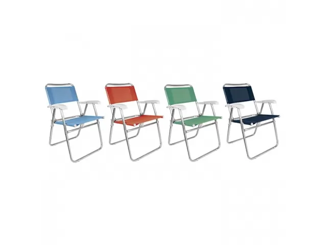 MOR 2116. Silla Master. Medidas: 59x56x78.5cm. Soporta hasta 120kg. Estructura de aluminio, s&uacute;per resistente. Plegable y muy liviana, es f&aacute;cil de transportar. Durabilidad y mayor confort, para la playa, jard&iacute;n, camping.