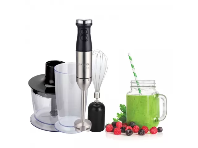 Mixer de Acero Inoxidable AIWA 800W con Picador, Batidor y Vaso | AW-LD5010. Logra mezclas perfectas y texturas suaves con nuestro mixer de acero inoxidable. Este potente utensilio de cocina te permite mezclar, batir y triturar alimentos de manera eficien