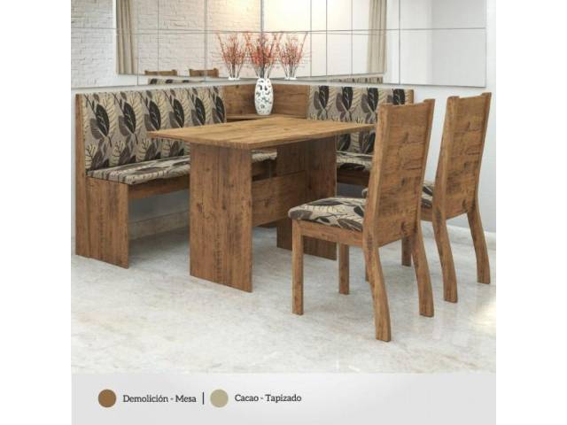 Base con estructura mixta MDF / MDP; Espuma D-18; Pintura UV; Silla con estructura mixta Madera / MDF; Espuma D-18, respaldo en MDF. CODIGO: ESQUINERO CANTO BIG Color: TABACO MEDIDAS DE LA MESA Alto: 76 Largo: 110 Profundidad: 78