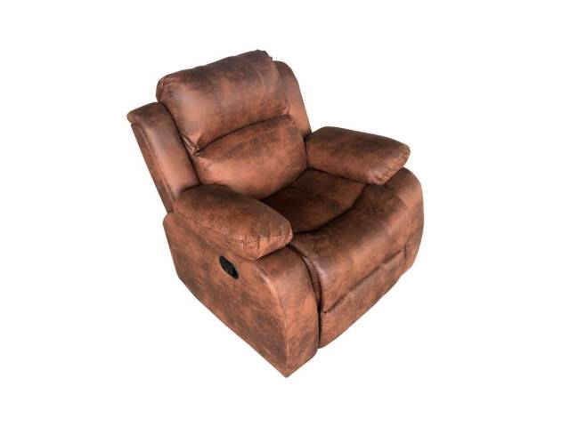 Poltrona Recliner  amplia 1 cuerpo super confortable.  con posabrazos . Tela microfibra marron claro. Estructura metalica.