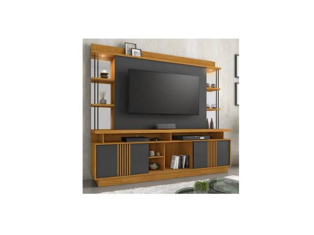 Espacio para tv hasta 75 pulgadas . 2 puertas corredizas  , Repizas con espejos  con 2 luces de led . Medidas 2.00 mts. altura  2.10 mts. largo  ,  46 cm profundidad.