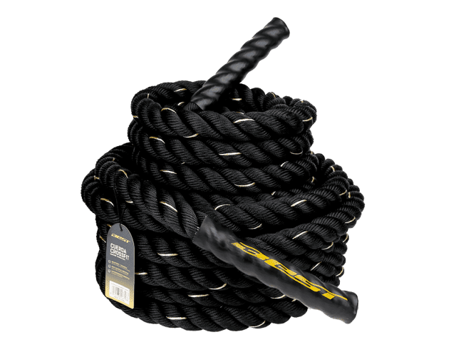 Descripción: CUERDA CROSSFIT 15m*38mm Especificaciones: Poliéster alta resistencia Almacenamiento compacto