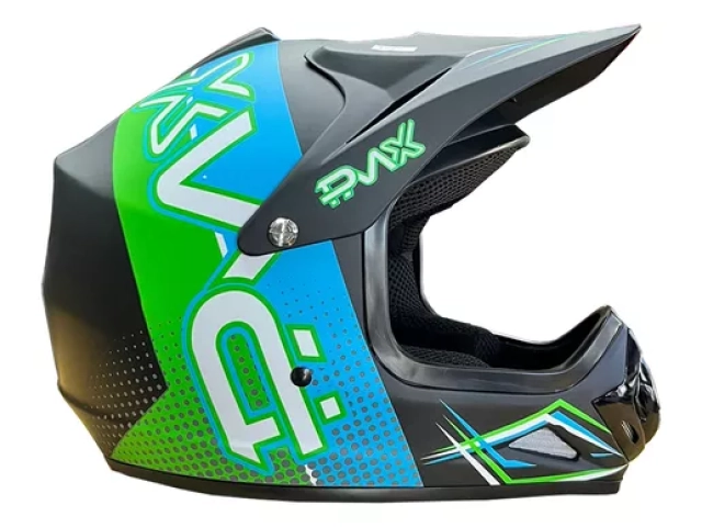 Descripcion: Casco Moto Cross Pmx Niño Aprobado Diseño Celeste Verde.