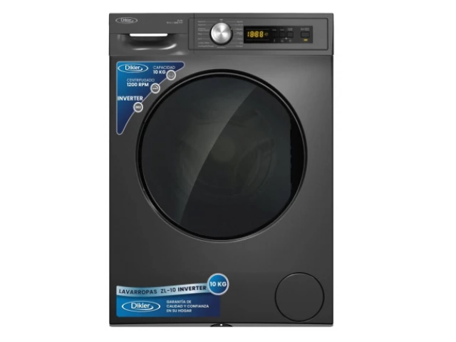 Especificaciones: Medidas 85 x 60 x 60 cm (alto x ancho x prof.) Puerta grande: diámetro 52cm y ojo de 34 cms de diámetro Inverter Capacidad: 10 Kgs Carga frontal 16 programas Panel LED Centrifugado: 1200 RPM Garantía: 5 años.  