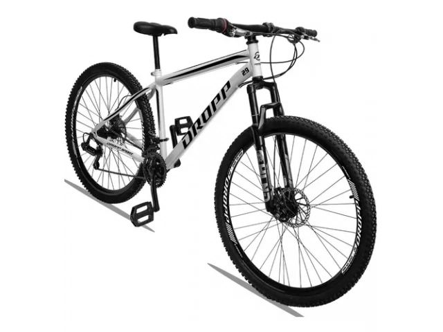 Descripcion: COLOR DISPONIBLE NEGRO MATE CALCOS AZUL. BICICLETA DROPP MONTAÑA RODADO 29 CUADRO ALUMINIO - CAMBIOS SHIMANO %u2022 Cuadro: Modelo SL - Aluminio 6061 %u2022 Cambios: Shimano TZ trasero 7 velocidades, delantero 3 velocidades %u2022 Frenos de d