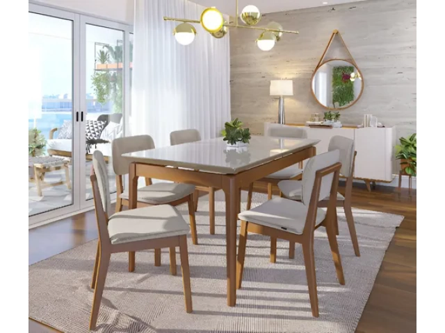 Descripcion:  Medidas : 1.80 mts  LARGO 0.90 CM ANCHO 0.80 CM ALTURA. Mesa de comedor Cadiz rectangular de MADERA y vidrio off white y natural