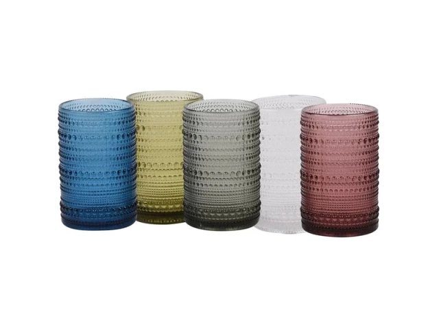 Descripcion: Tipo Vasos Material Vidrio Color Varios colores Dimensiones 12.8 cm Capacidad 440 ml