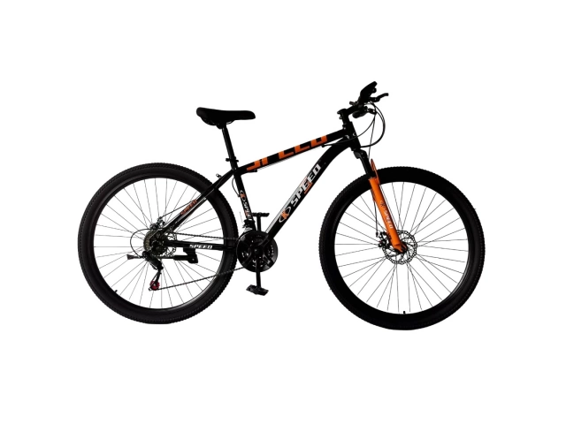 Bicicleta MTB Knex Speed Negra/Naranja-azul Es ideal para los amantes de las aventuras en monta&ntilde;a. Con un marco de acero resistente y 21 velocidades, ofrece un rendimiento excelente en terrenos diversos. Equipado con frenos V-brake para una frenada segura
