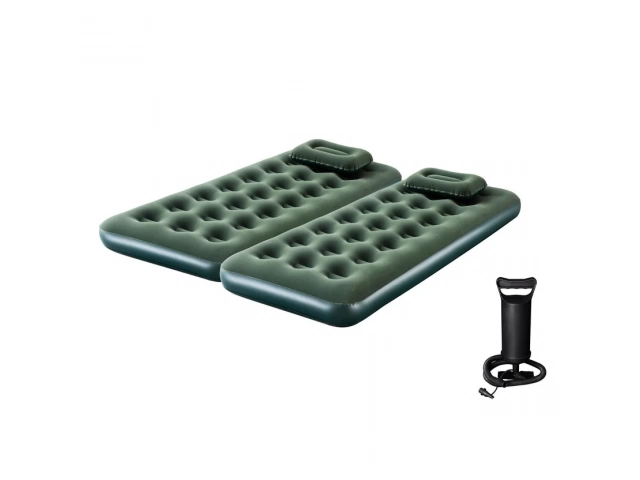 Set de colchones inflables de 1 plaza con 2 almohadas y 1 inflador  &iexcl;Preparate para disfrutar de un descanso c&oacute;modo y reparador con el set de colchones inflables de 1 plaza! Este set incluye dos colchones inflables, dos almohadas y un inflador, todo lo qu