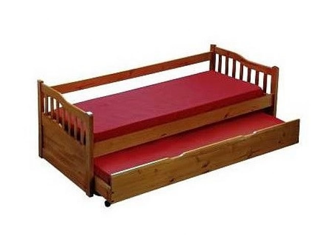 Cama marinera en madera maciza. Ref. 13.2 Cama principal para colchón 90×190 cm, cama auxiliar para colchón 80×185 cm. Código: 184364 Alto: 65 CM Profundidad: 100 CM Ancho: 197 CM