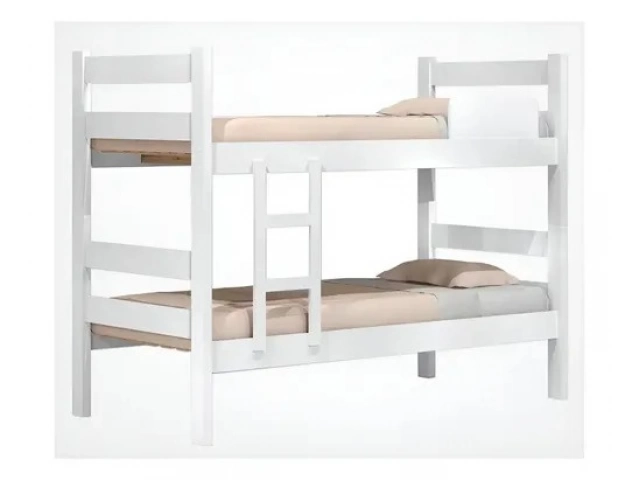 Estructura de madera que admite hasta 90 kg por cada nivel de 1 plaza para soportar el peso de uso diario. Escalera incorporada que permite el acceso a la cama superior facilitando la subida y bajada del usuario. Barandas laterales en la parte superior q