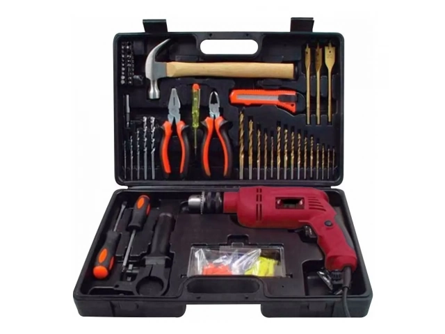 El Set Nappo contiene 23 Mechas (metal, concreto y madera), 20 puntas de destornillador y adaptador para puntas, martillo, pinza de 6%u201D, alicate de 6%u201D, trincheta, 2 destornilladores de mano, 30 tacos fisher, pin de prueba, taladro eléctrico y mal